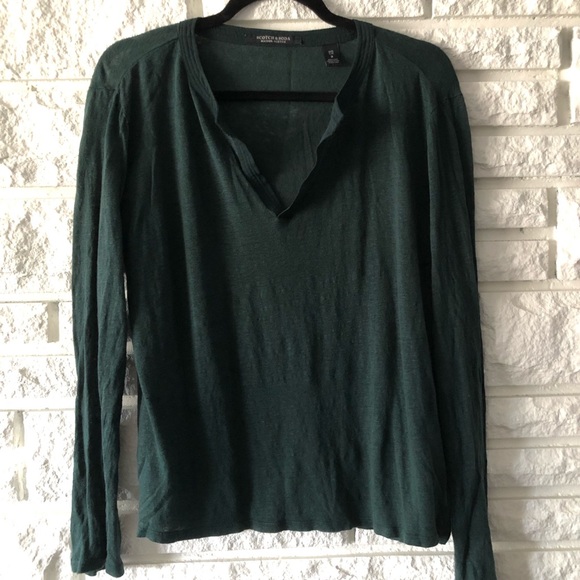 Scotch & Soda Tops - Scotch&Soda Green V Neck Long Sleeve